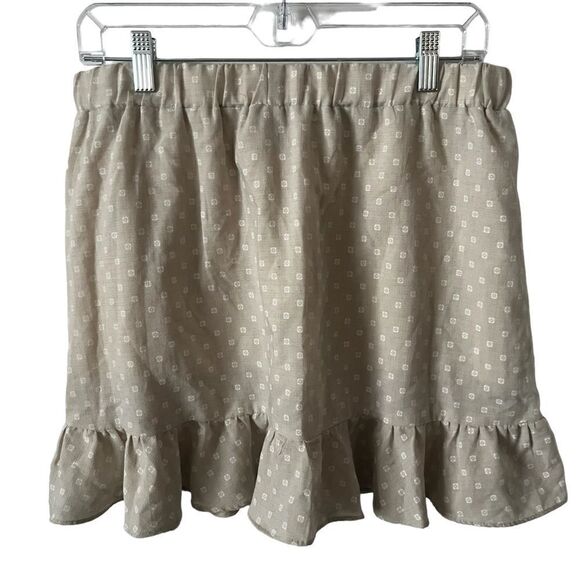 Princess Polly Secret Shadow Mini Skirt in Beige with White Polka Dots Size 10 - Picture 5 of 7